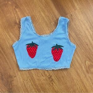 Upcycled Strawberry ‘straw-boobie’ Tank Top